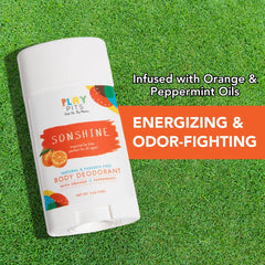 PLAY PITS - Kids Deodorant for Girls & Boys - Natural - Aluminum-Salt Free - Safe for Sensitive Skin – SONSHINE is Infused w/Orange & Peppermint Oils - Non-Toxic & Paraben Free - 2.65oz - 2pk