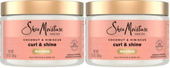 SheaMoisture Hair Mask Coconut & Hibiscus for Dry Curls Hair Mask with Shea Butter 11.5 oz, (Pack of 2)