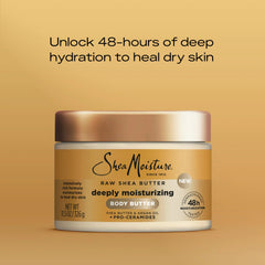 SheaMoisture Deeply Moisturizing Body Butter with Raw Shea Butter, Argan Oil and Pro-Ceramides, Rich Hydration & Healing of Dry Skin, 48H Moisturizing 11.5 oz, (Pack of 2)