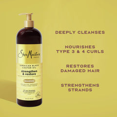 SheaMoisture Strengthen and Restore Shampoo Jamaican Black Castor Oil for Damaged Hair Sulfate-Free 24 oz,(Pack of 2)