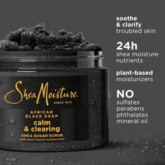 SheaMoisture Sugar Body Scrub African Black Soap for healthy, glowing skin African black soap with 24h shea moisture nutrients 12 oz