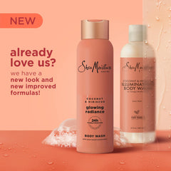 SheaMoisture Coconut Hibiscus Body Wash Glowing Radiance Glowing Radiance body wash for 24H Visible Moisture for Healthy, Glowing Skin 18 oz