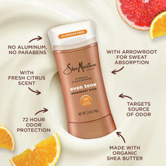 SheaMoisture Deodorant Stick for 72h Odor Control Fresh Aluminum Free 2.6 oz, (Pack of 2)