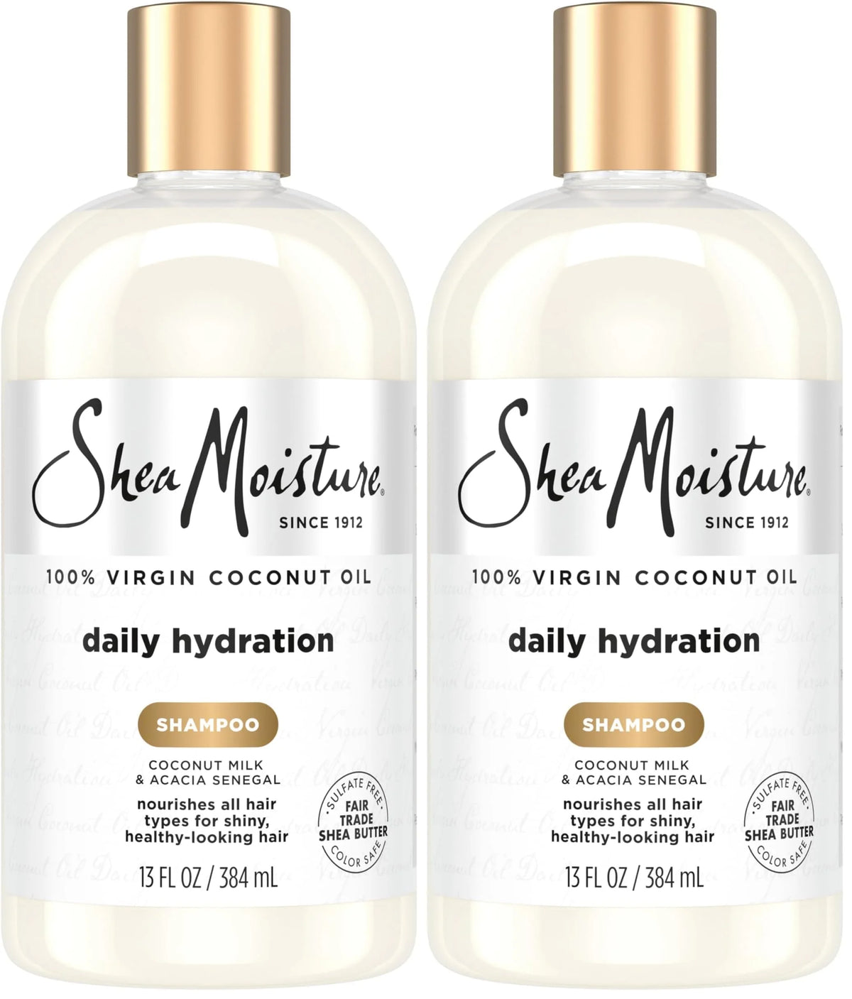 SheaMoisture Shampoo, 13 oz, All Hair Types | Daily Hydration | Virgin Coconut Oil | Sulfate-Free | Pack of 2