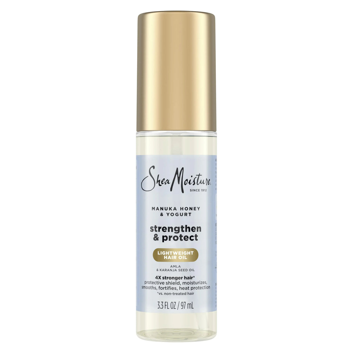 SheaMoisture Strengthen & Protect Hair Oil Manuka Honey & Yogurt Reduces Heat Damage and Protects Hair with an Amla Oil and Manuka Honey Infused Lightweight Formula 3.3fl oz
