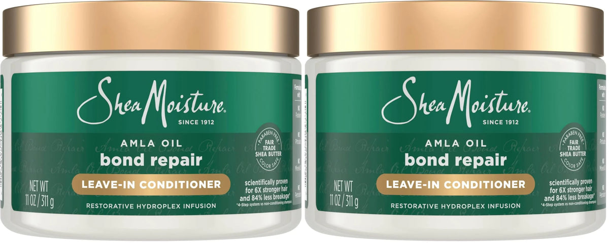 SheaMoisture Bond Repair Leave-In Conditioner Amla Oil Protects Against Damage, Strengthens With Hydroplex Technology For Less Breakage With Restorative HydroPlex Infusion 11FlOz, (Pack of 2)