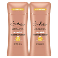 SheaMoisture Antiperspirant Deodorant Stick Moisturizing Raw Shea Butter & Hyaluronic Acid 2 Count for 48HR Sweat & Odor Protection with No Parabens & No Mineral Oil 2.6 oz